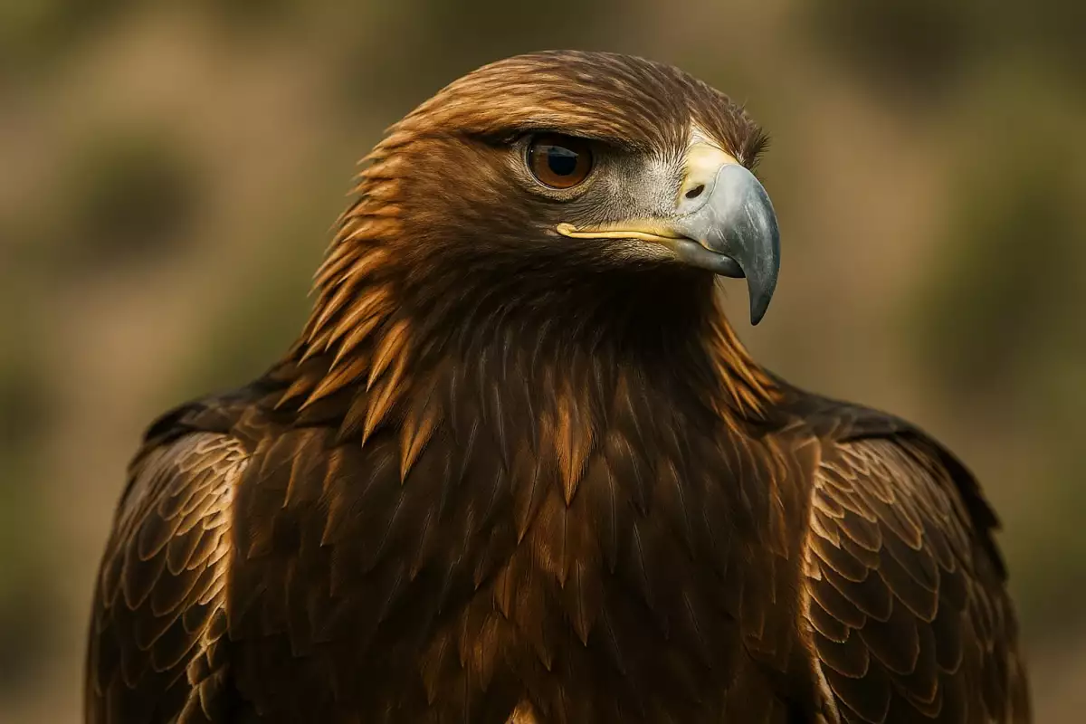 Águila real en vuelo mostrando cola larga