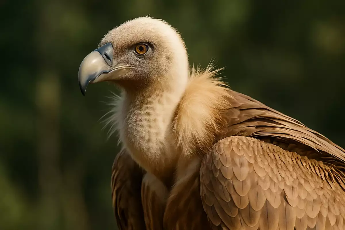 Buitre leonado planeando sobre laderas de Liébana