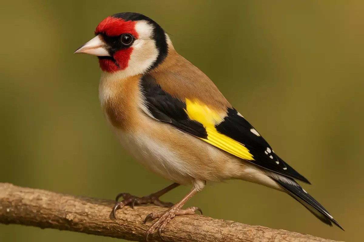 Jilguero europeo con cara roja