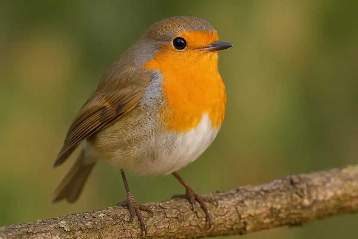 Petirrojo europeo con pecho naranja