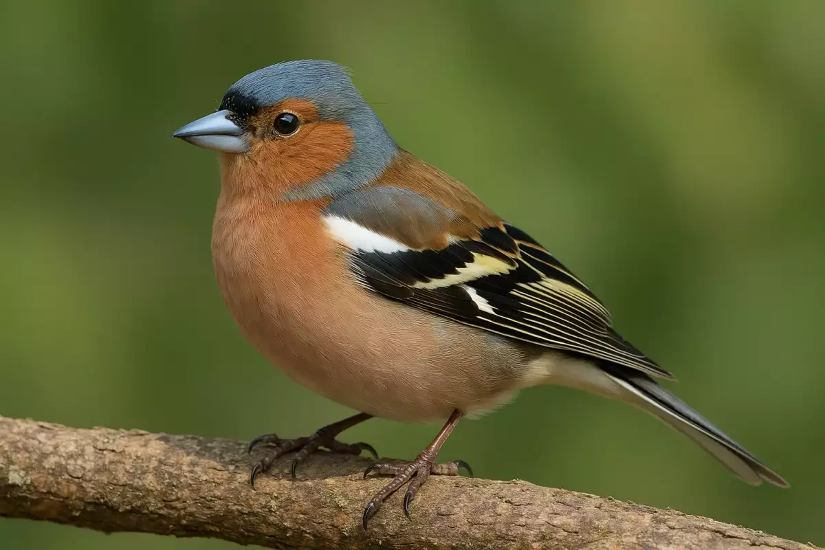 Pinzón vulgar macho con tonos azulados y rojizos