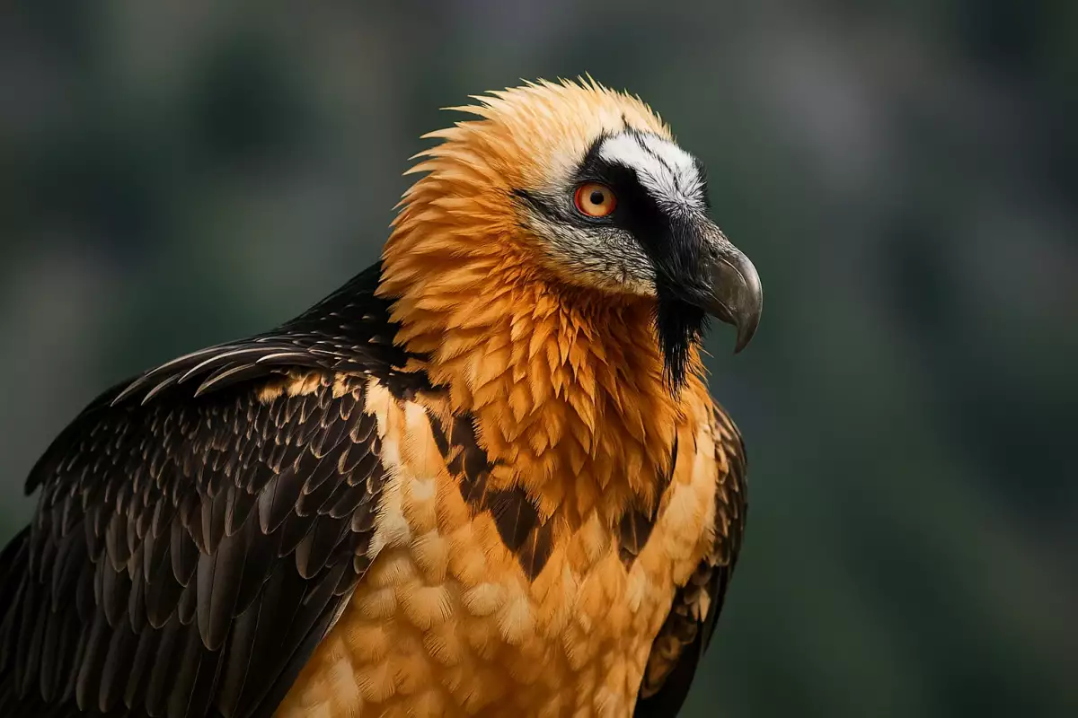 Quebrantahuesos adulto en vuelo mostrando tonos ocres
