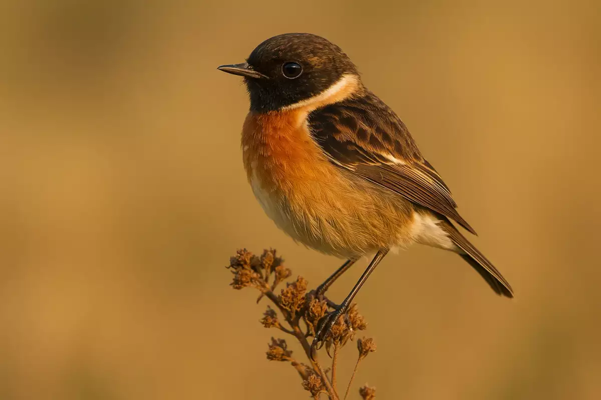 Tarabilla común macho en un poste