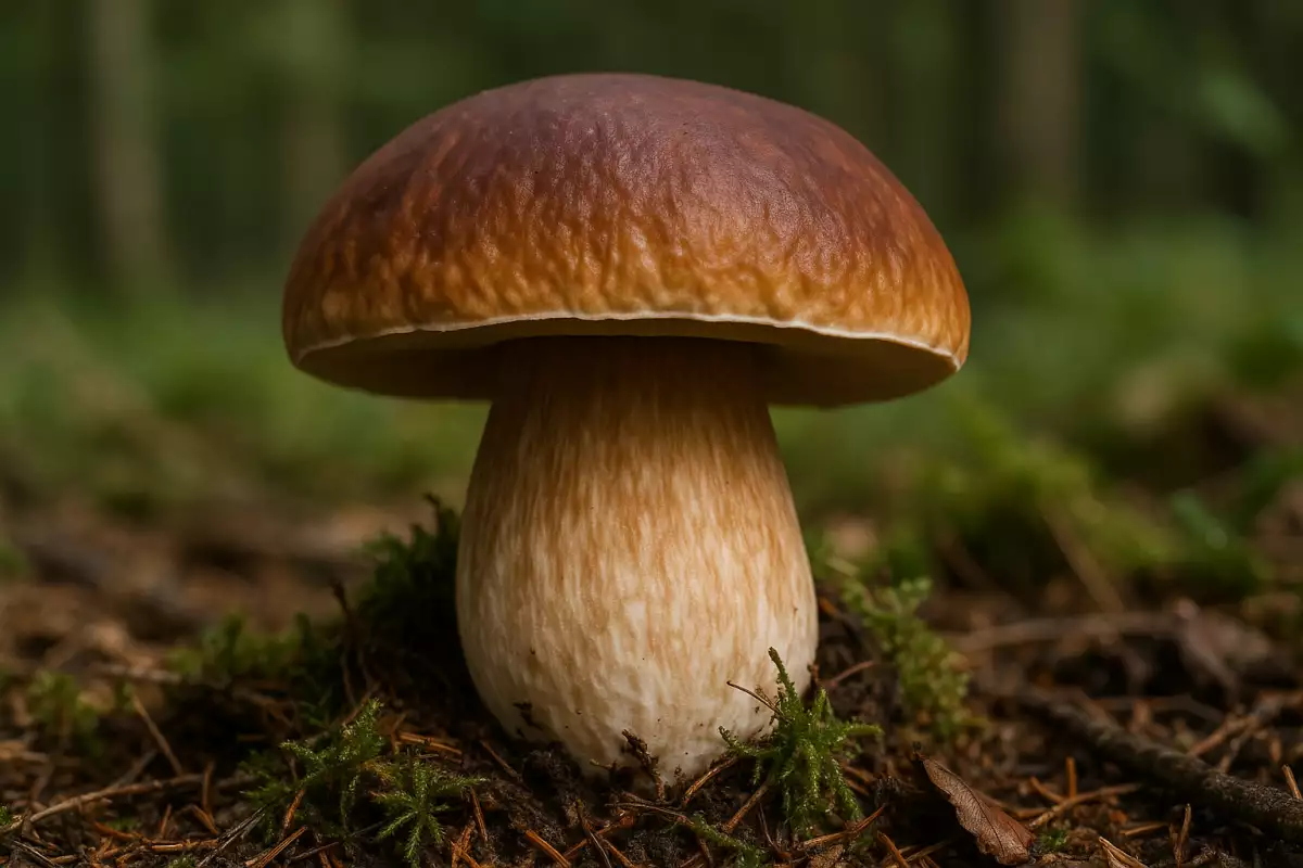 Boletus edulis (hongo blanco), seta comestible muy apreciada