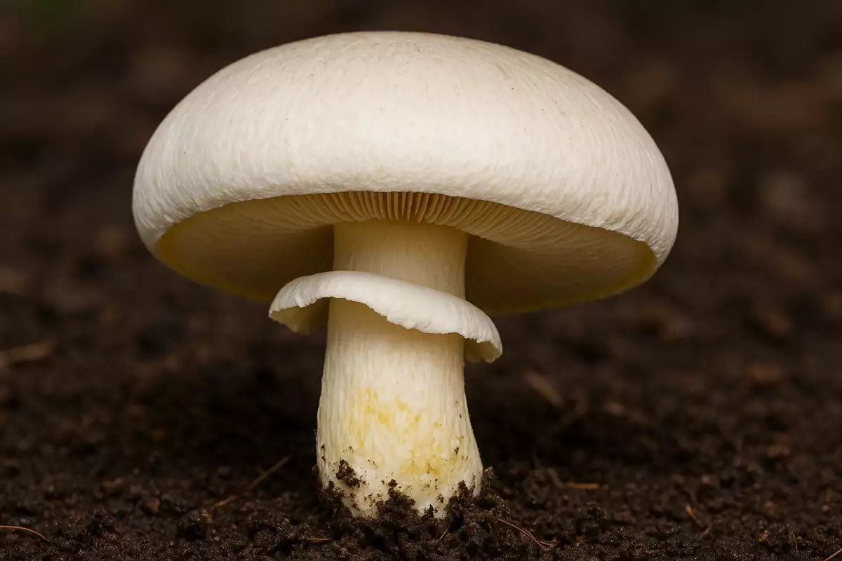 Agaricus xanthodermus, champiñón tóxico que amarillea