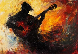 cuadro abstracto Melodía en llamas