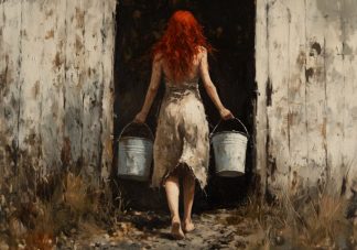 cuadro pelirroja descalza