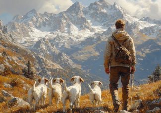 cuadro Perreando los Picos de Europa