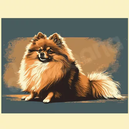 cuadro de perro de raza Pomerania